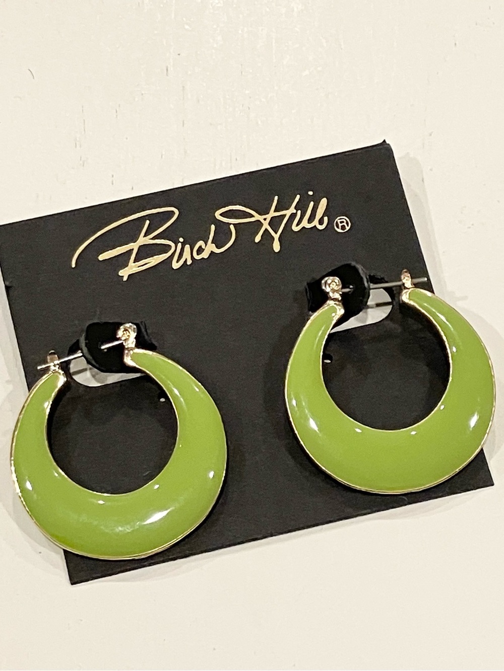 Lime Green Crescent Hoop Earrings